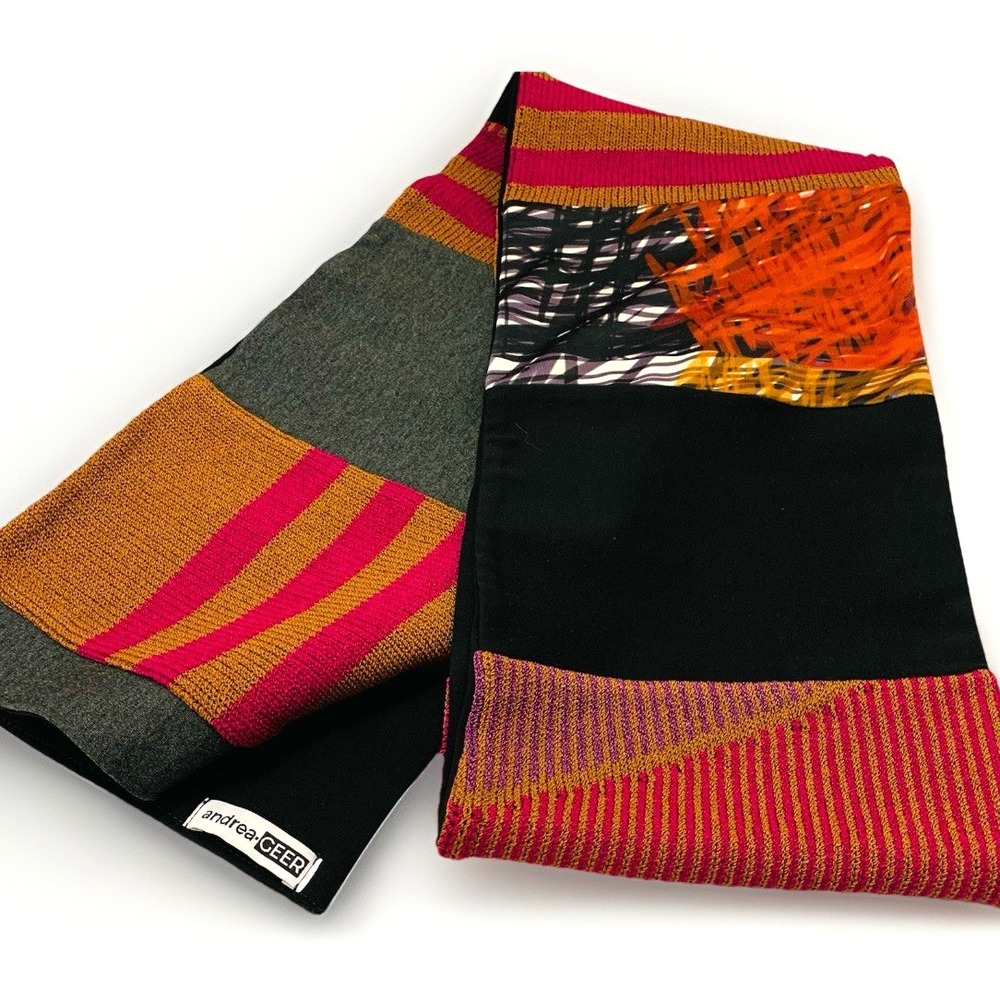Andrea Geer Art to Wear Scarf Abstract Retro Colorful VTG Lagenlook Gift Artsy